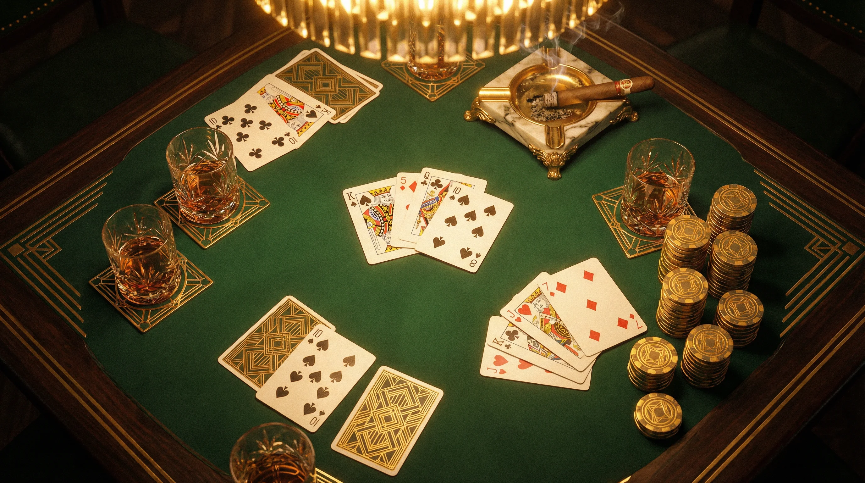 1920年代Art Deco风格炸金花牌桌 - 体验 棋牌娱乐 的经典魅力